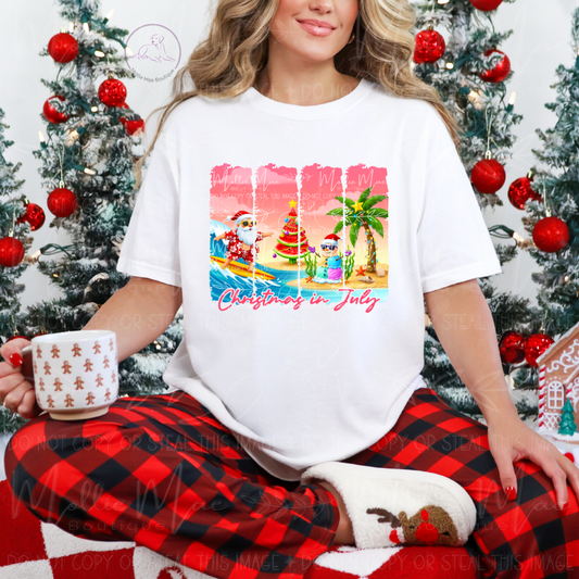Christmas in July Beach Panel Tee