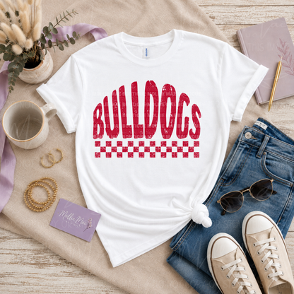 Hickman County Bulldogs Distressed Checkered Spirit T-Shirt