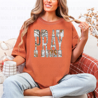 PRAY Grey Camo Graphic Tee