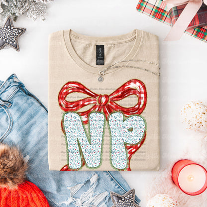 Merry NP Bow Christmas Sweatshirt or Tee
