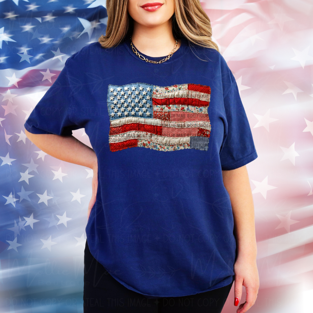 Vintage Patchwork American Flag Tee
