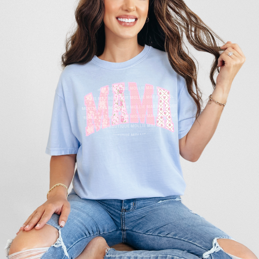 Vintage Floral Patchwork MAMA Graphic Tee