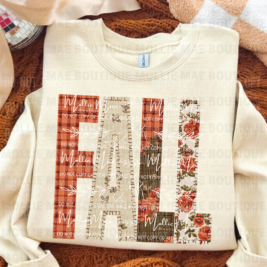 Fall Patchwork Stitch Graphic Tee or Crewneck