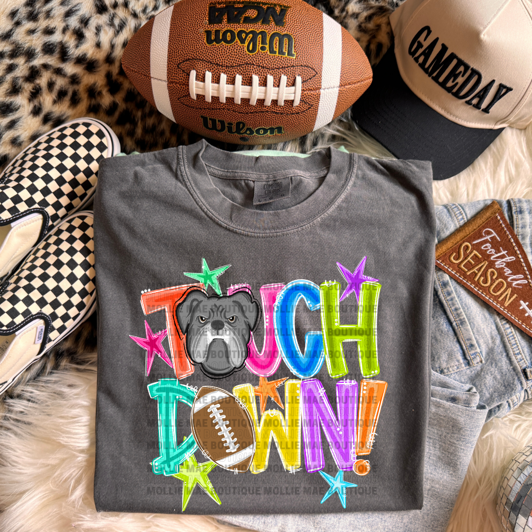 Bulldogs Bright Touchdown Football Graphic Tee