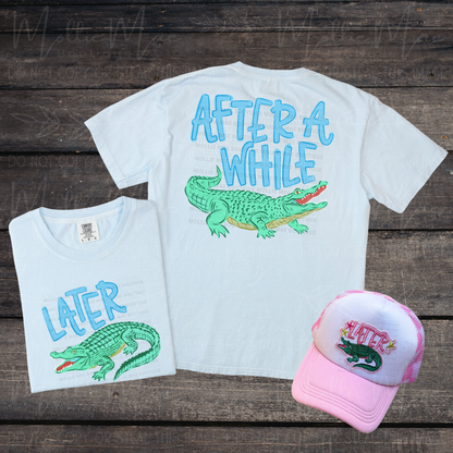 Later Gator Afterwhile Crocodile Coastal Stripe Graphic Tee - Blue