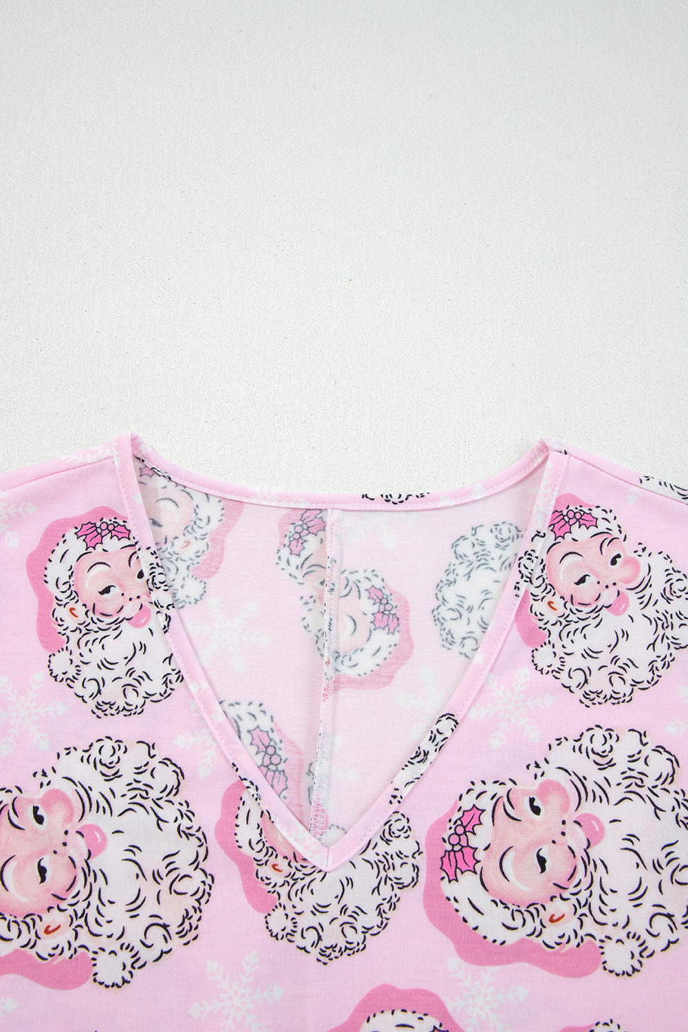 pink Santa Christmas V-neck tee and drawstring pants boutique pajama set