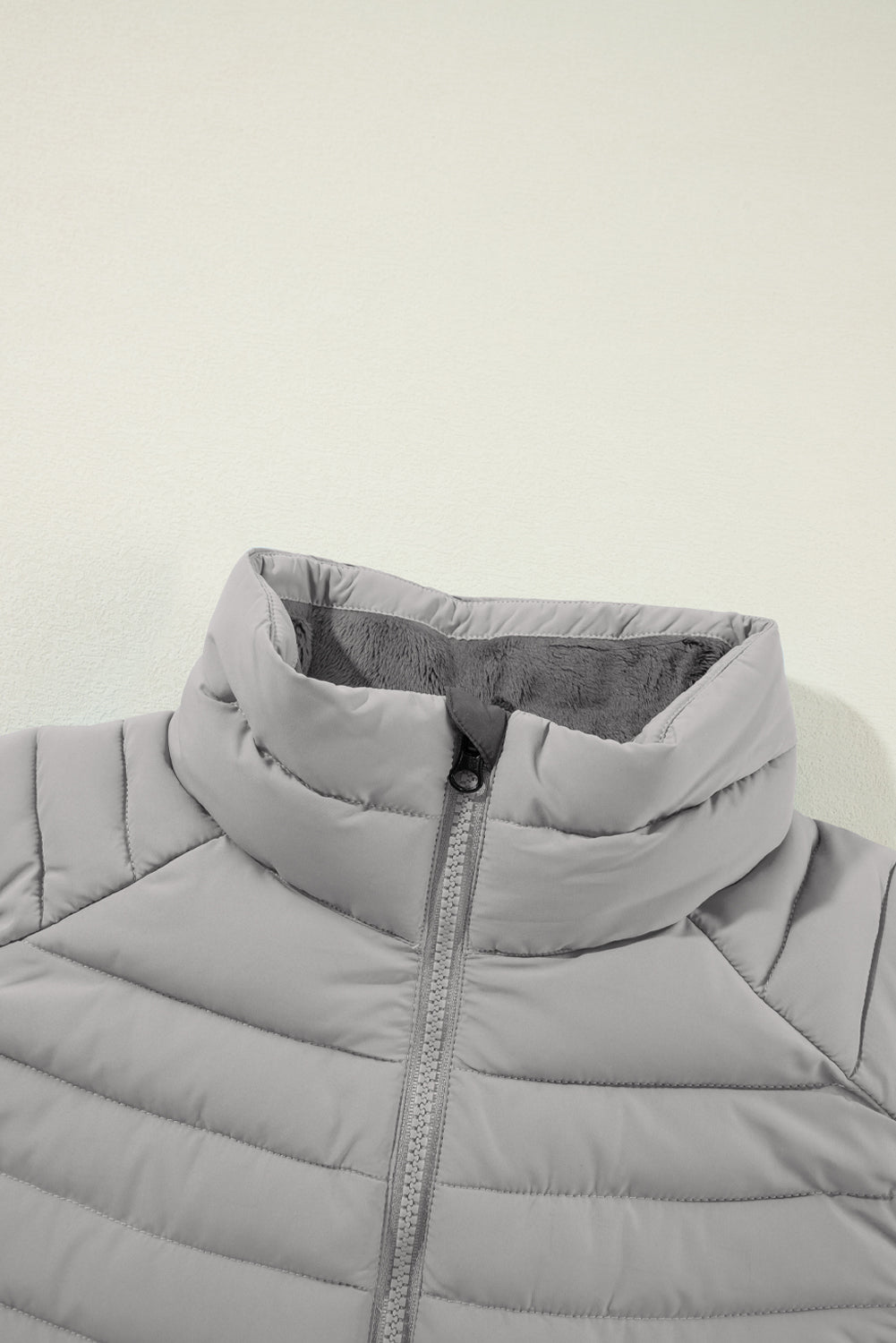 black plush stand collar zip-up puffer vest boutique outerwear