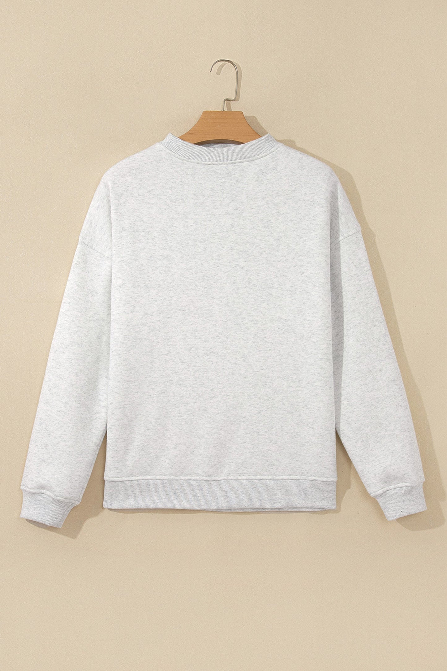 Light Gray Solid Fleece Lined Mock Neck Ribbed Trim Sweatshirt with fleece-lined comfort and mock neck women's boutique fashion