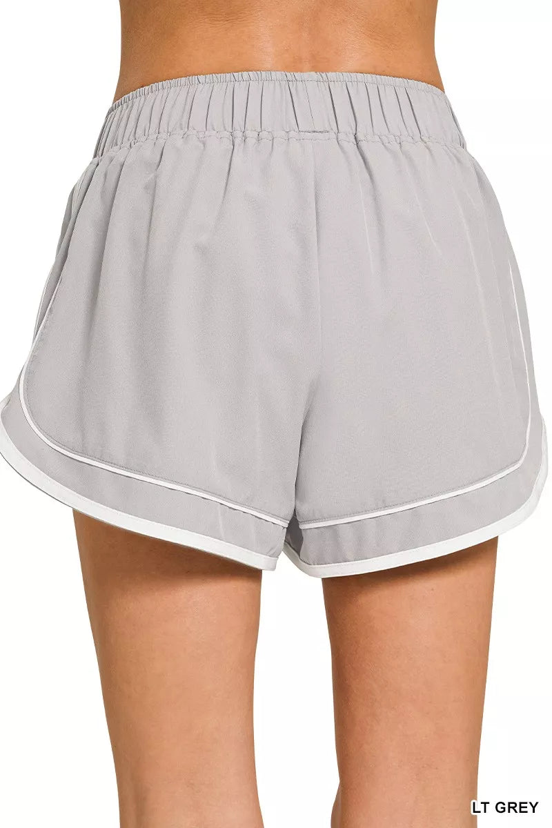 Zenana Soft Woven Lined Dolphin Shorts - LT Grey boutique apparel from Mollie Mae Boutique
