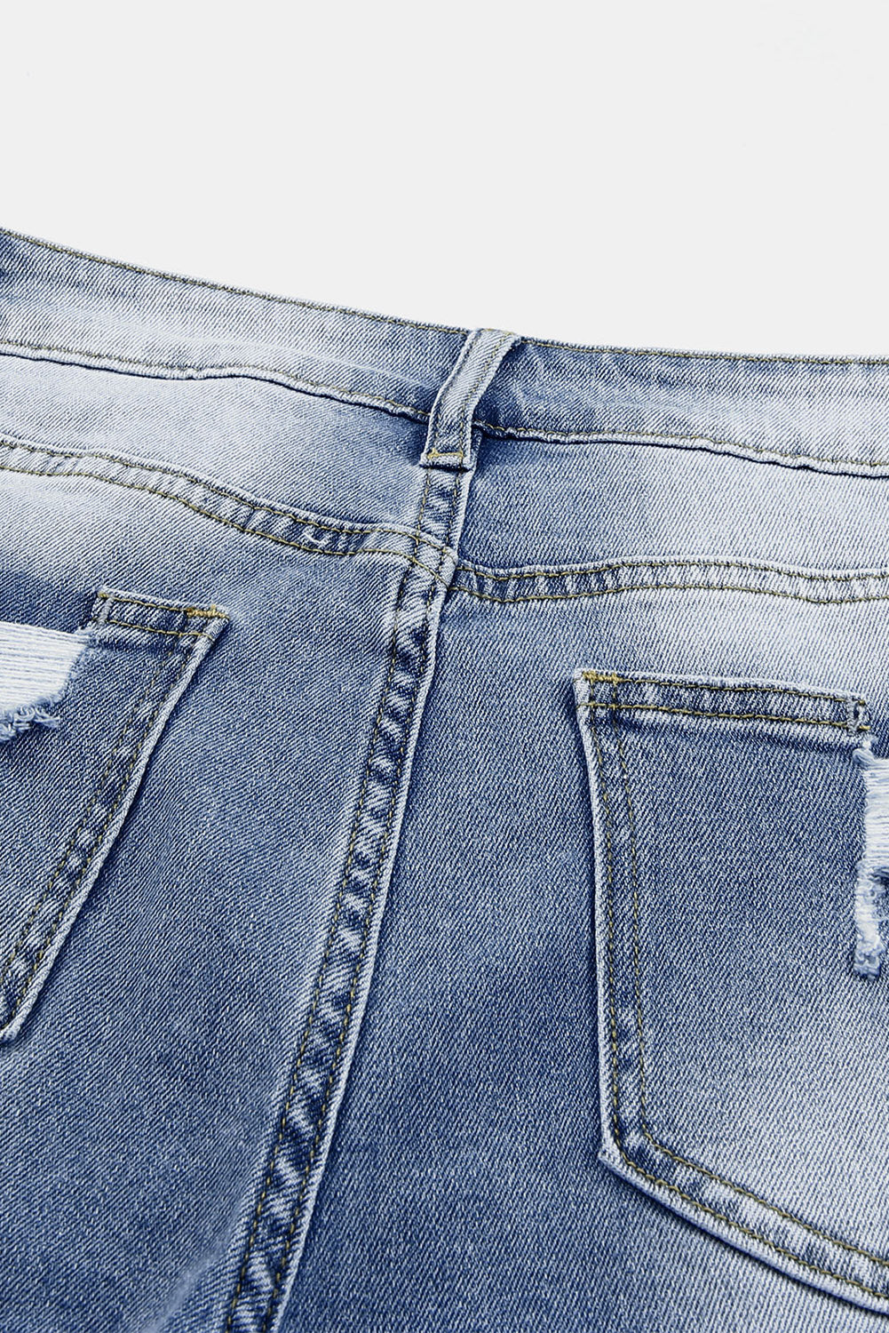 Georgia distressed skinny capri jeans in sky blue washed denim for women