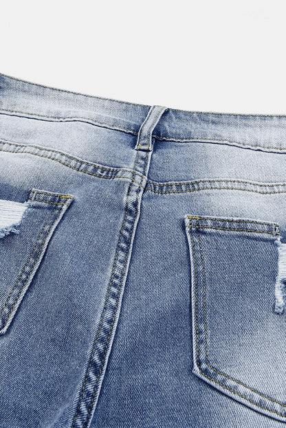 Georgia distressed skinny capri jeans in sky blue washed denim for women