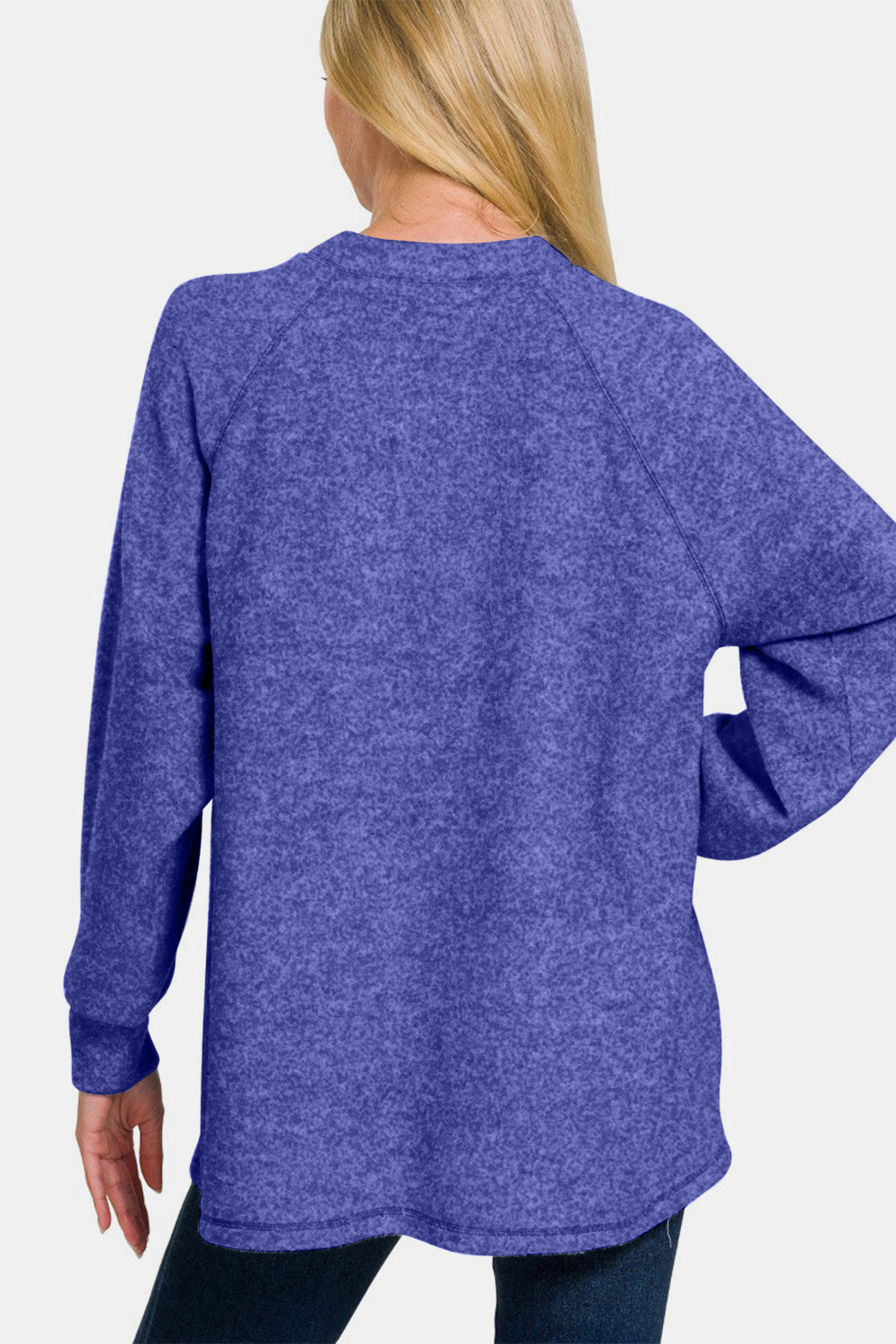 Zenana  Brushed Melange Hacci High-Low Sweater