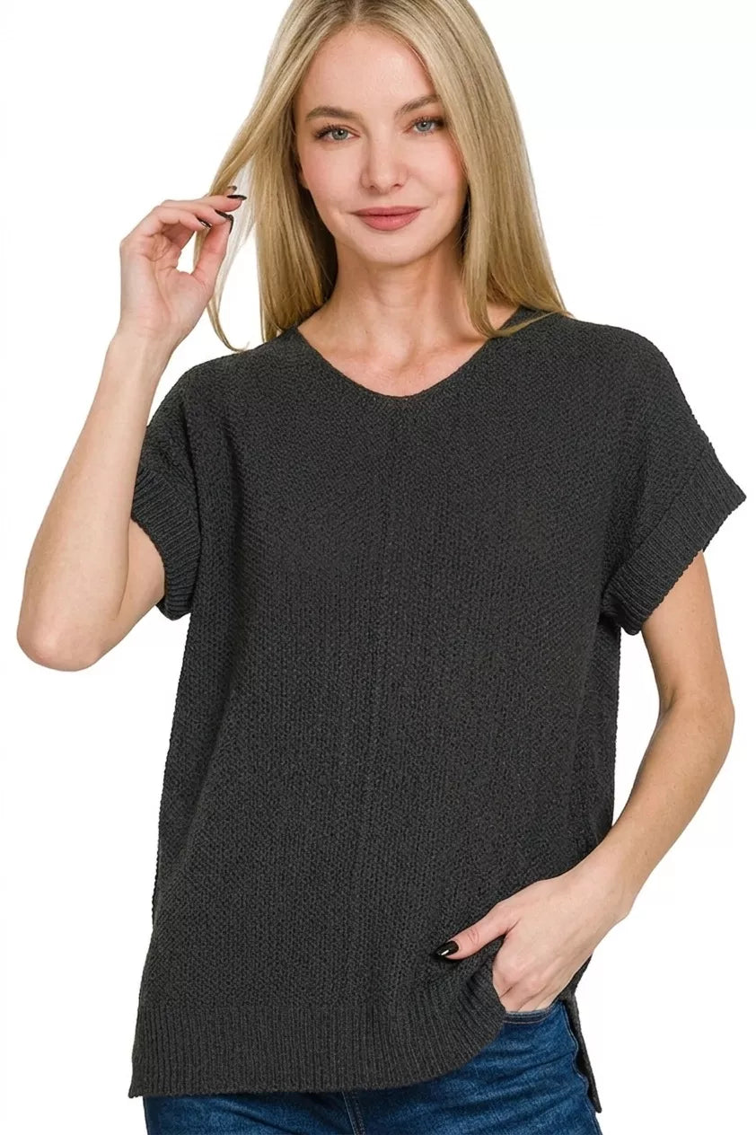 Zenana Center Seam Short Sleeve Sweater boutique fashion apparel with stylish details and comfortable fit