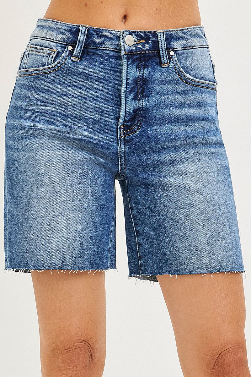 RISEN Tummy Control High Rise Raw Cut Hem Jhorts boutique apparel from Mollie Mae Boutique