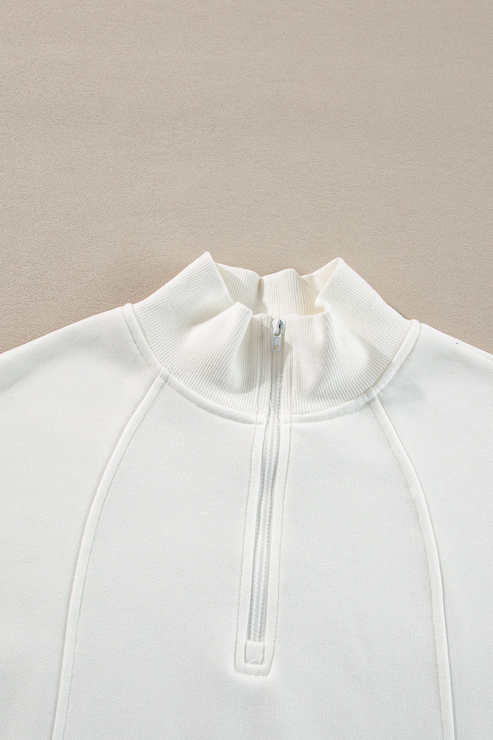 fuchsia zip neck drop shoulder relaxed boutique sweatshirt