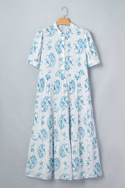 Plus Size Floral Paisley Tiered Maxi Dress
