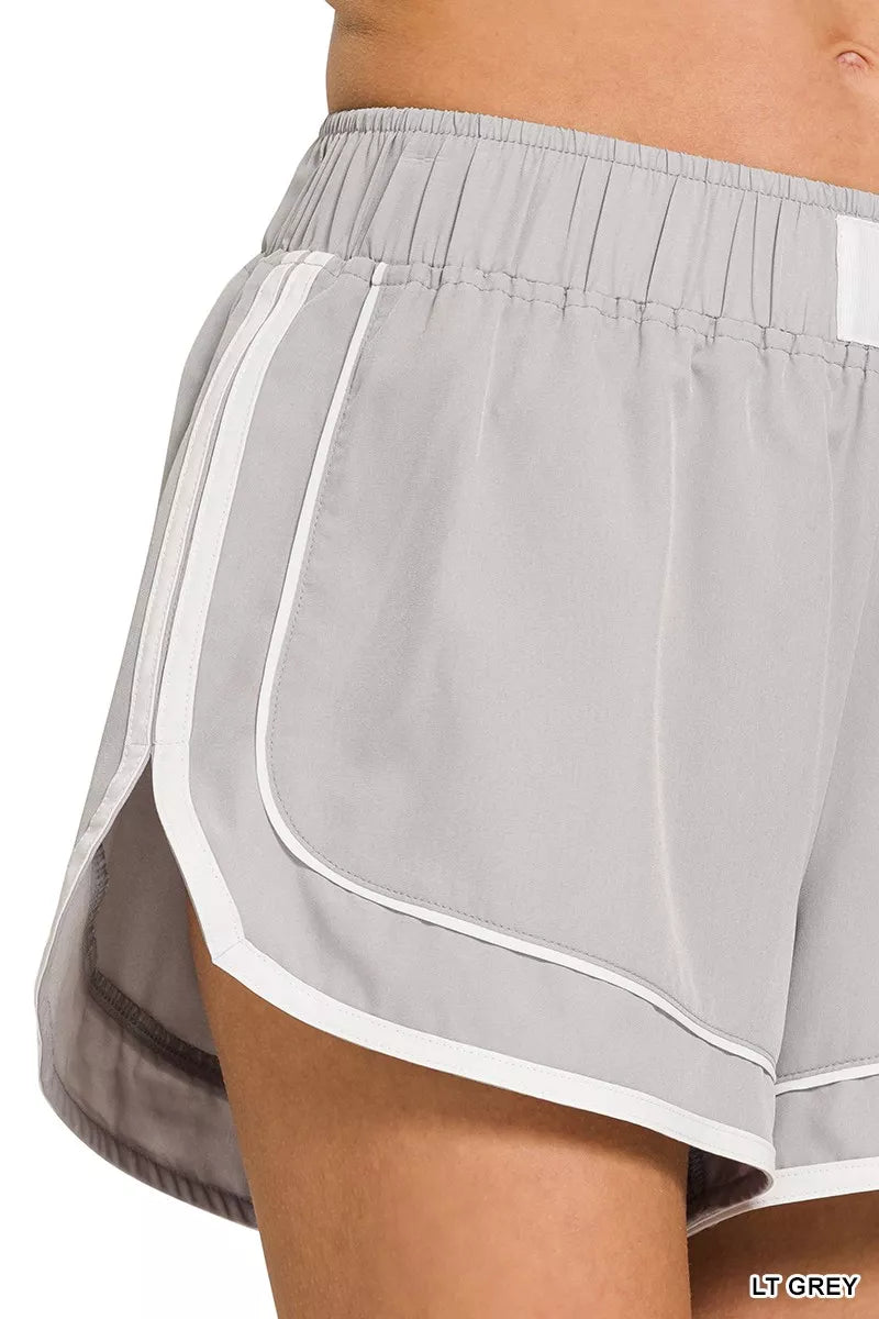 Zenana Soft Woven Lined Dolphin Shorts - LT Grey boutique apparel from Mollie Mae Boutique