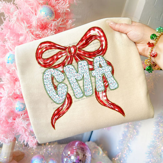 Merry CMA Bow Christmas Sweatshirt or Tee