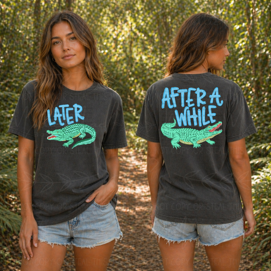 Later Gator Afterwhile Crocodile Coastal Stripe Graphic Tee - Blue