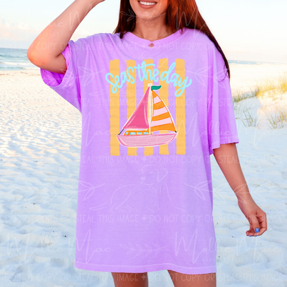 Seas the Day Sailboat Graphic Tee