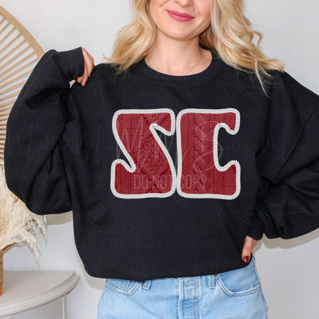 SEC College Faux Knit Graphic Sweatshirt or Tee