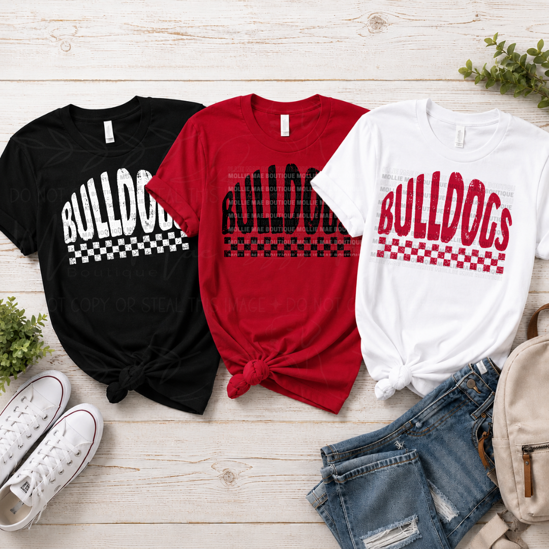 Hickman County Bulldogs Distressed Checkered Spirit T-Shirt