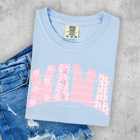 Vintage Floral Patchwork MAMA Graphic Tee