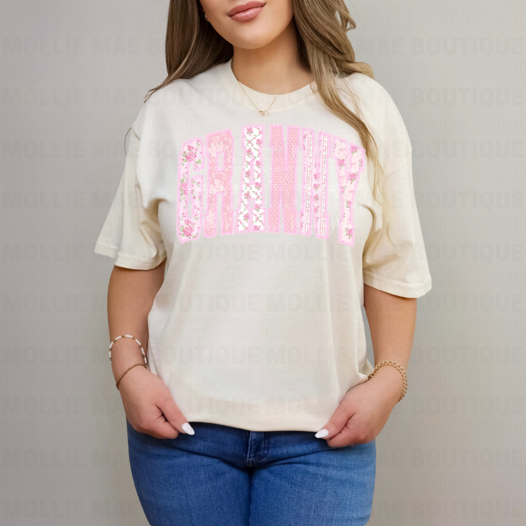 Vintage Pink Floral Granny Graphic Tee