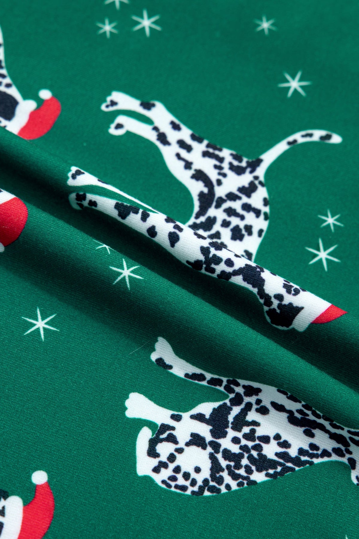 green Christmas Dalmatian pajama set with button top and shorts boutique loungewear