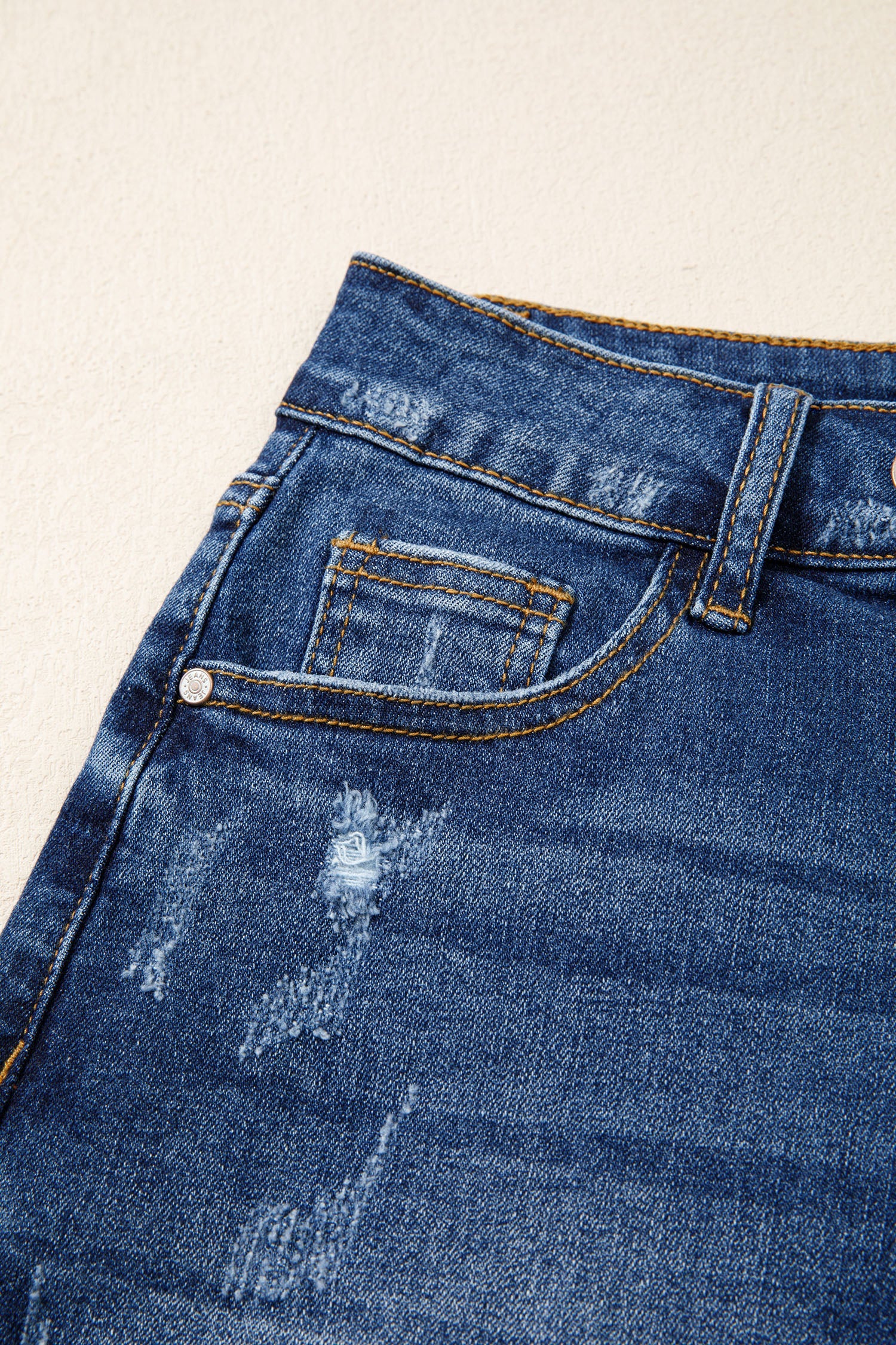 Holland Distressed High Waist Denim Shorts in Sail Blue | Mollie Mae Boutique