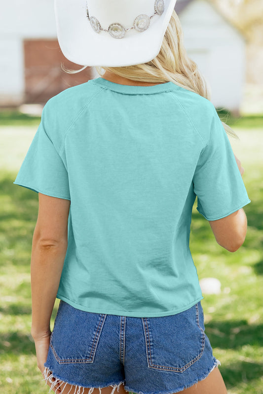 Judith Mineral Wash Boxy Cropped Tee in Mint Green women's boutique apparel