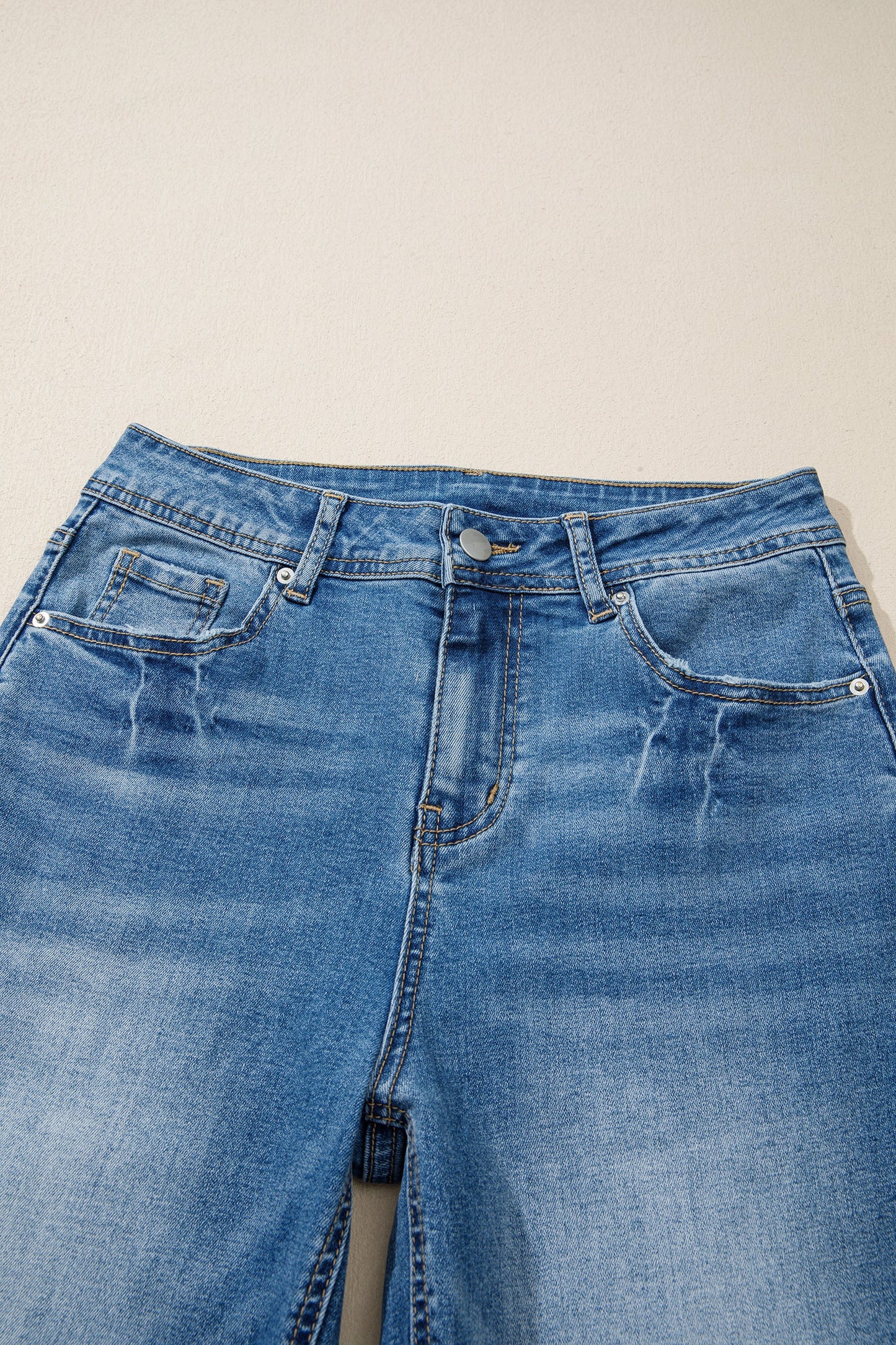 acid wash denim straight leg jeans in blue myosotis wash for women