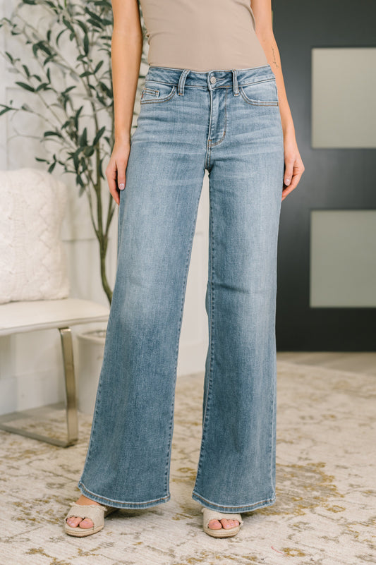 Adrian Mid Rise Retro Wide Leg Jeans – Judy Blue