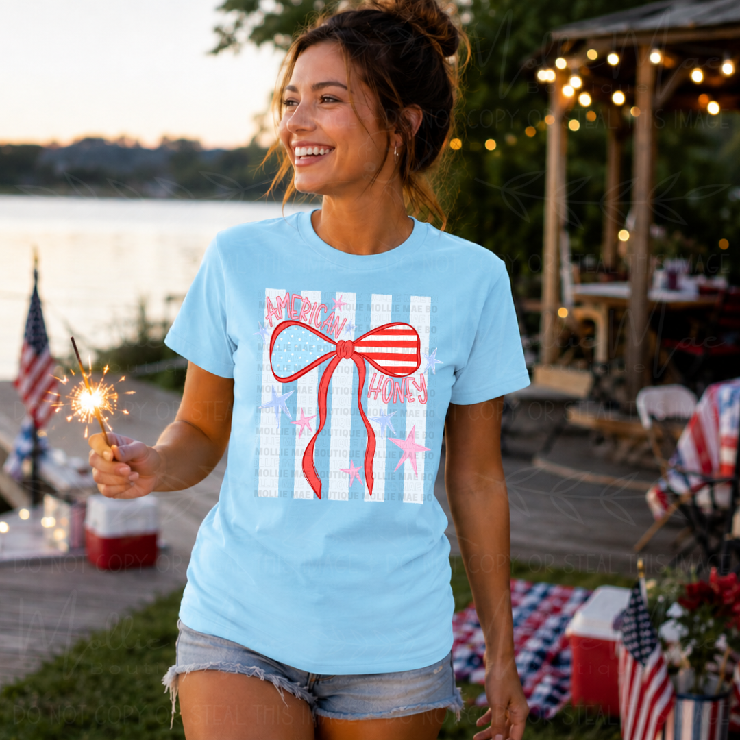 American Honey Patriotic Bow Graphic Tee