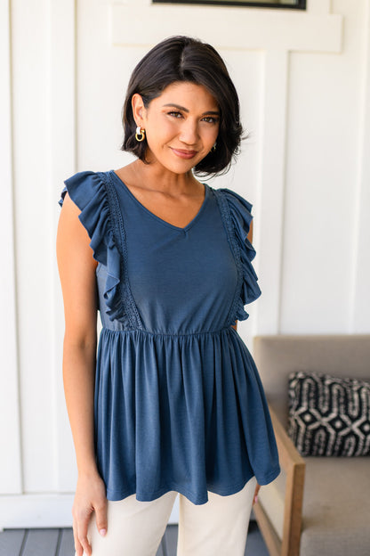 Before Now Ruffled Babydoll Top boutique apparel from Mollie Mae Boutique