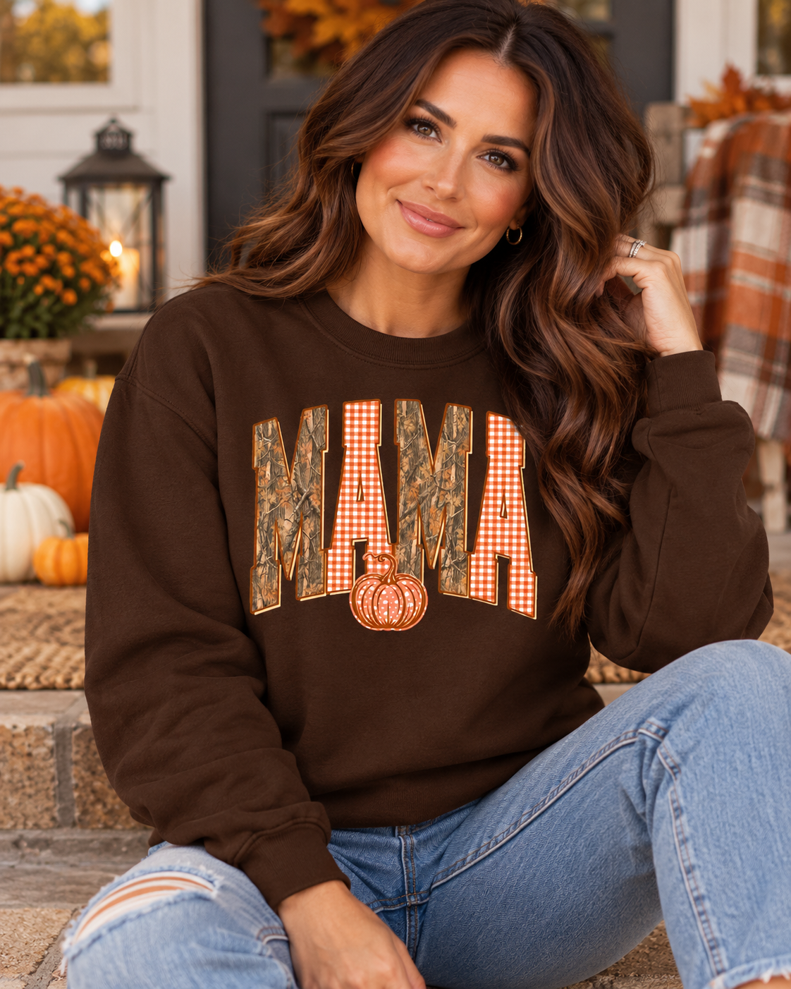 MAMA Camo Pumpkin Fall Graphic Sweatshirt