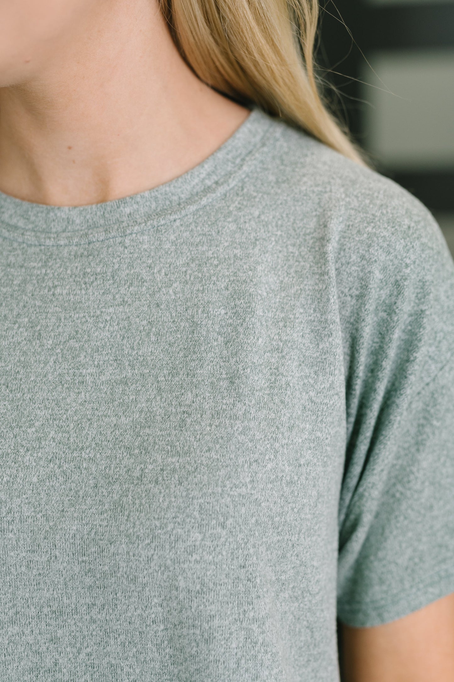 multiple colors Couldn't Help It Melange Set in Ash Jade with brushed stretch fabric, a relaxed top, and high-waisted pocketed bottoms, boutique fashion