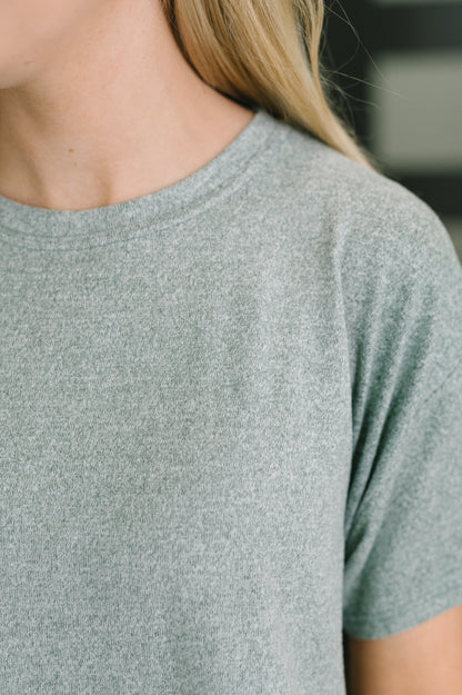 multiple colors Couldn't Help It Melange Set in Ash Jade with brushed stretch fabric, a relaxed top, and high-waisted pocketed bottoms, boutique fashion