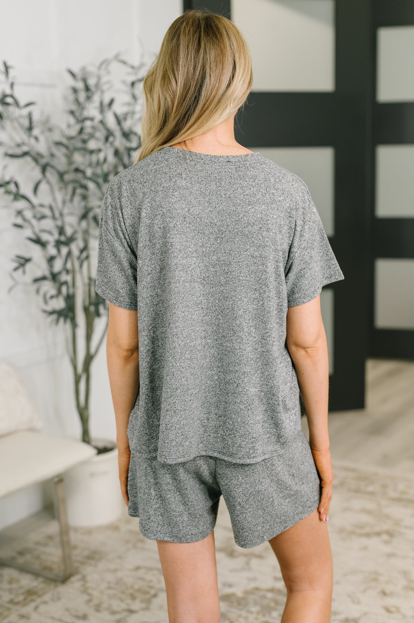 multiple colors Couldn't Help It Melange Set in Black with brushed stretch fabric, a relaxed top, and high-waisted pocketed bottoms, boutique fashion