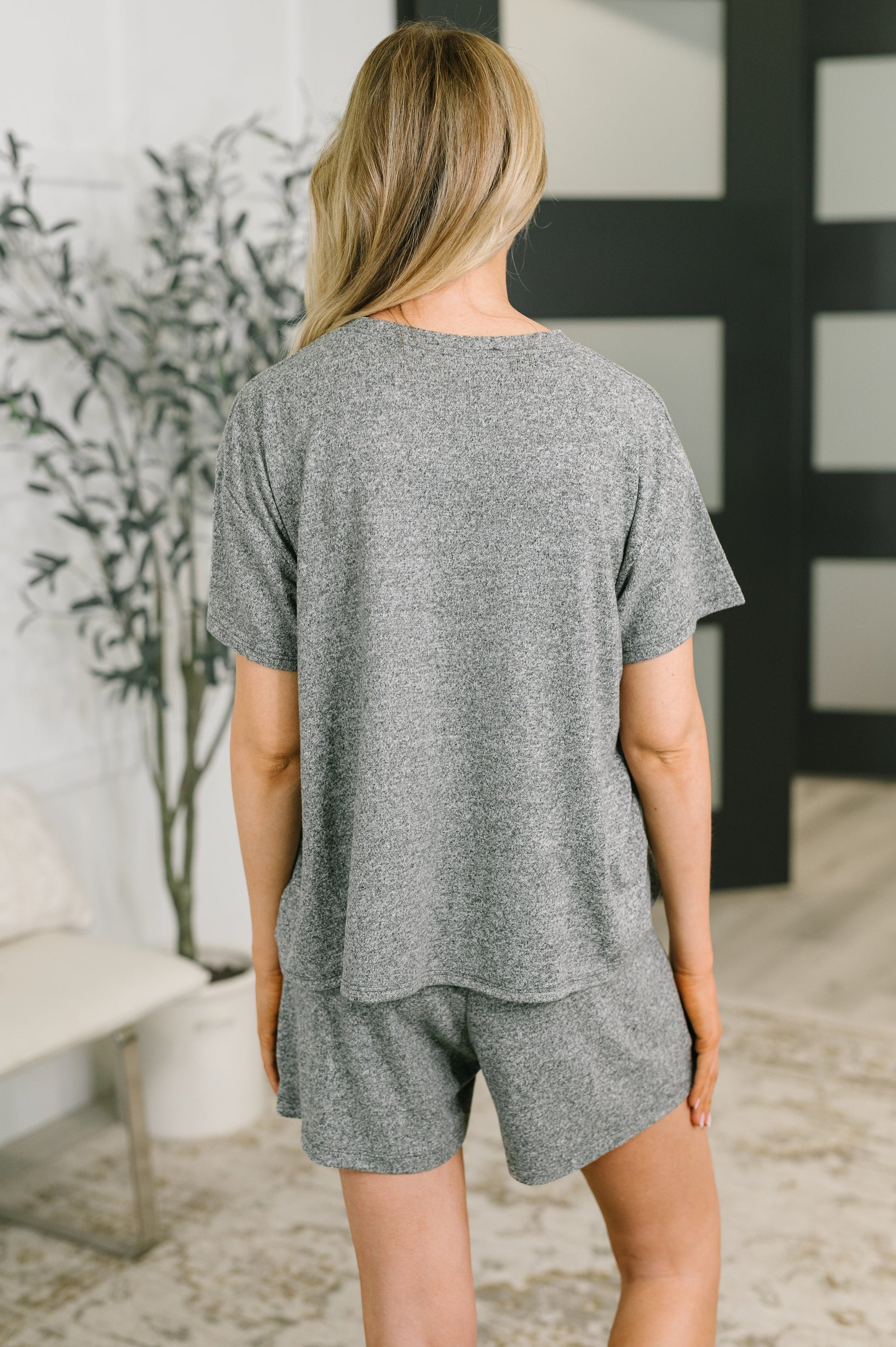 multiple colors Couldn't Help It Melange Set in Black with brushed stretch fabric, a relaxed top, and high-waisted pocketed bottoms, boutique fashion