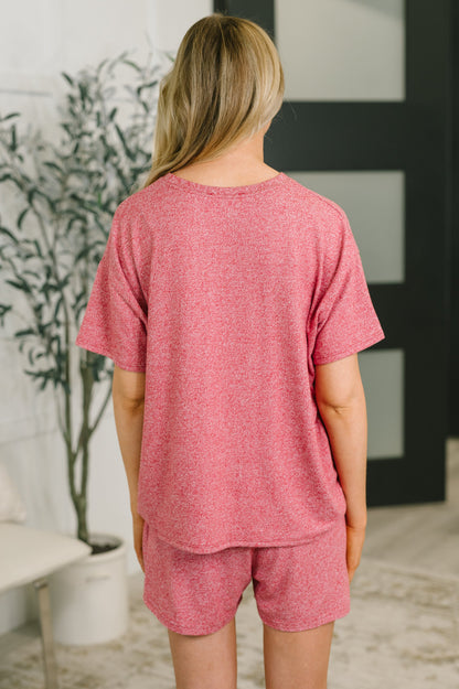 multiple colors Couldn't Help It Melange Set in Dark Red with brushed stretch fabric, a relaxed top, and high-waisted pocketed bottoms, boutique fashion