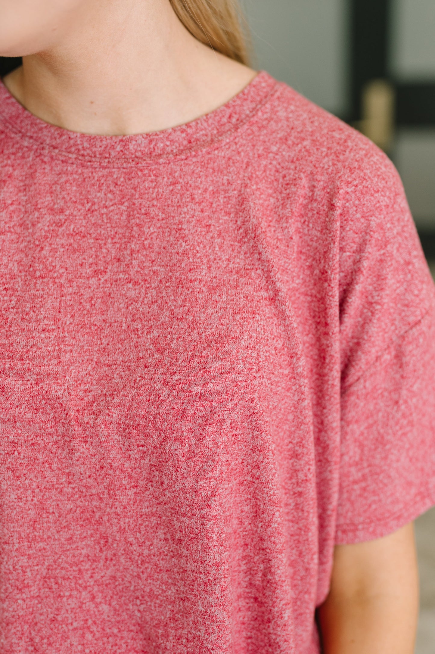 multiple colors Couldn't Help It Melange Set in Dark Red with brushed stretch fabric, a relaxed top, and high-waisted pocketed bottoms, boutique fashion