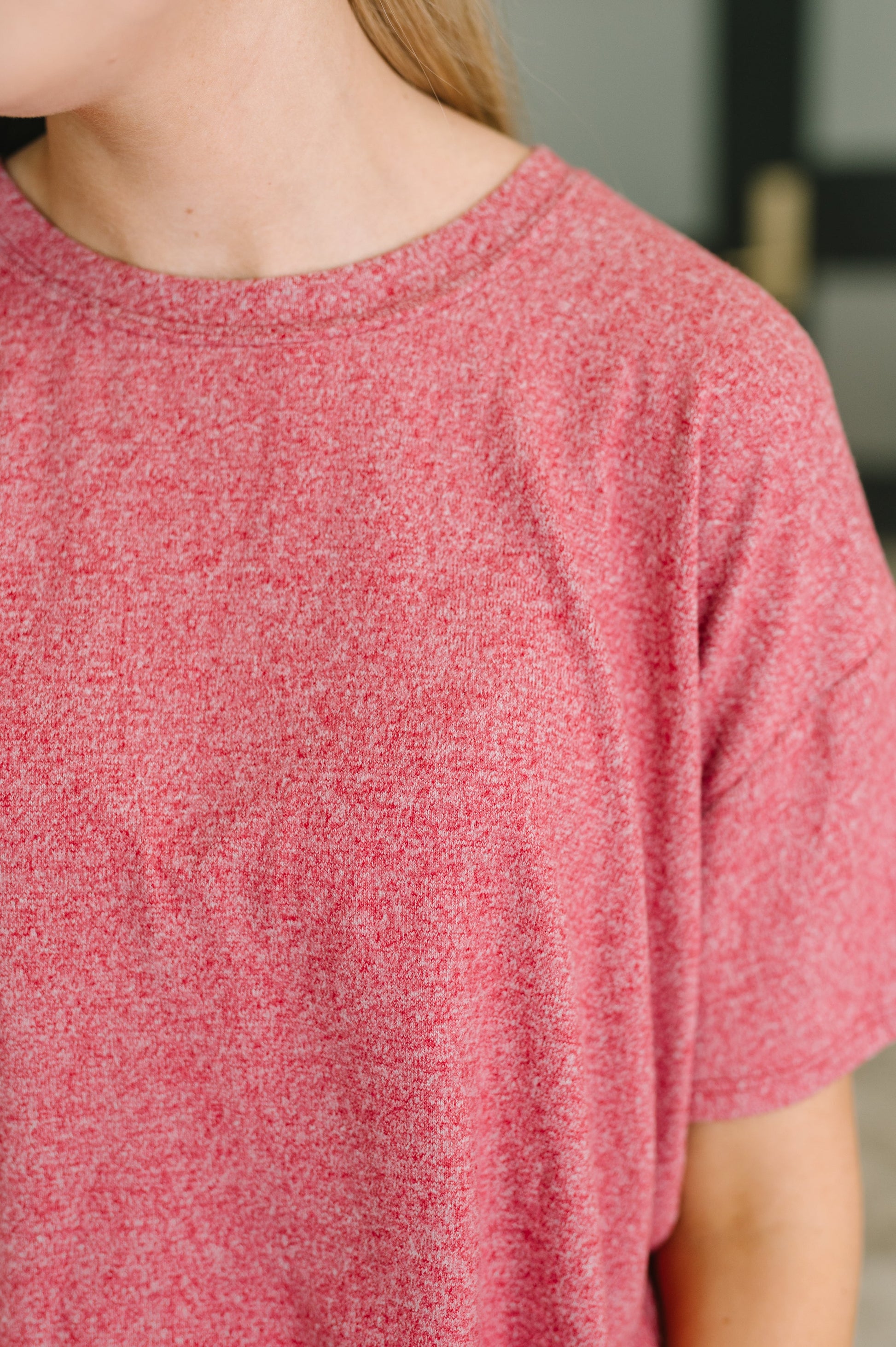 multiple colors Couldn't Help It Melange Set in Dark Red with brushed stretch fabric, a relaxed top, and high-waisted pocketed bottoms, boutique fashion