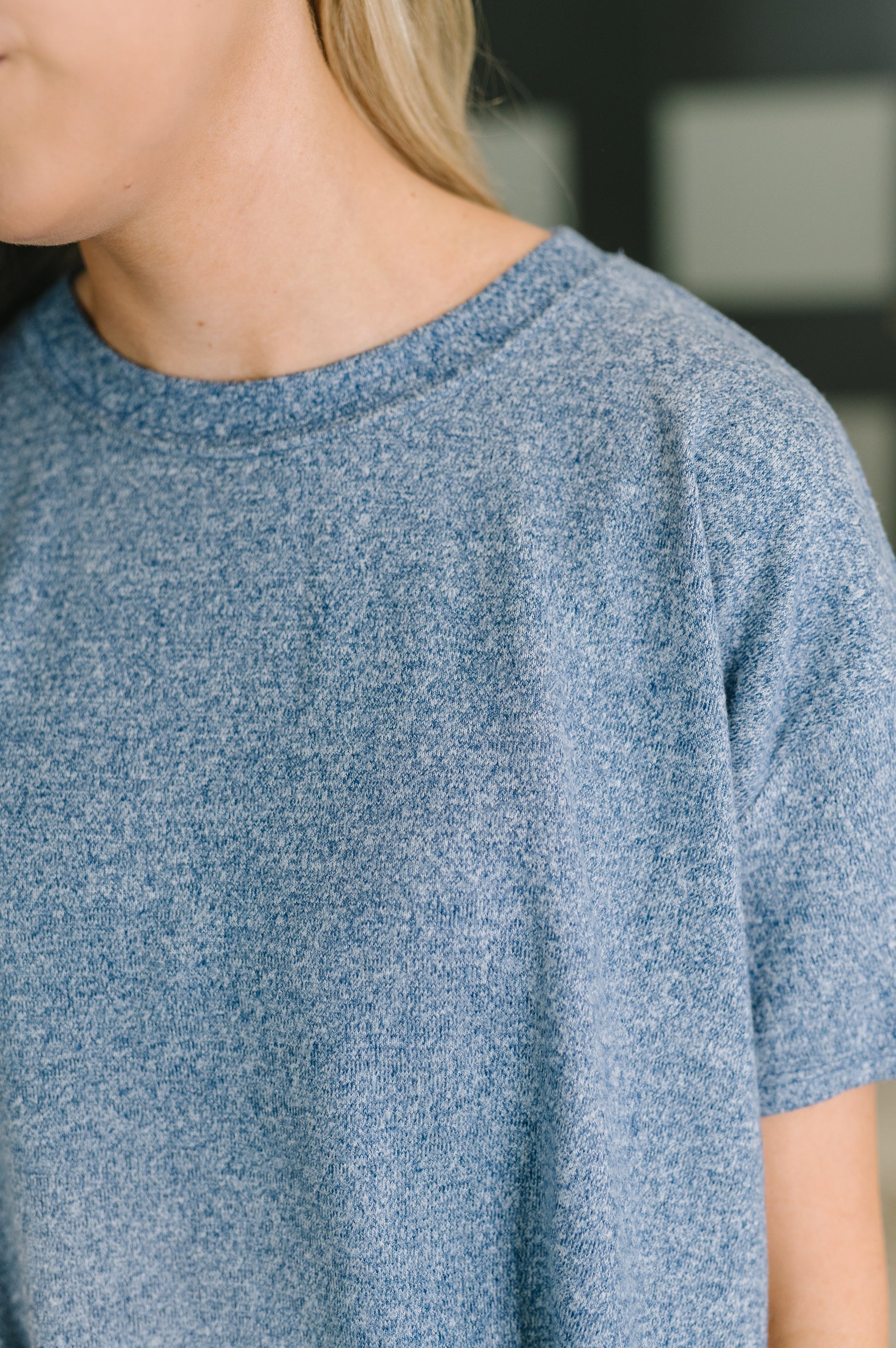 multiple colors Couldn't Help It Melange Set in Light Navy with brushed stretch fabric, a relaxed top, and high-waisted pocketed bottoms, boutique fashion