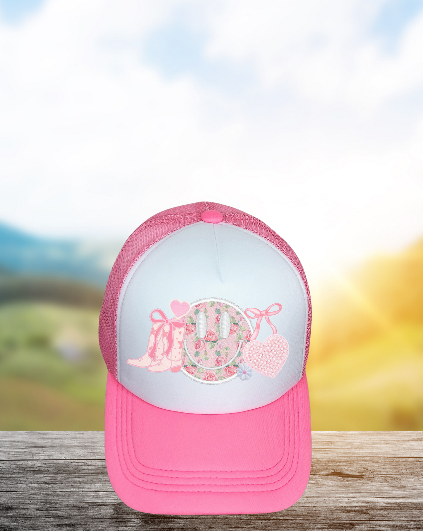 Cow Girl Boots Smiley Trucker Hat