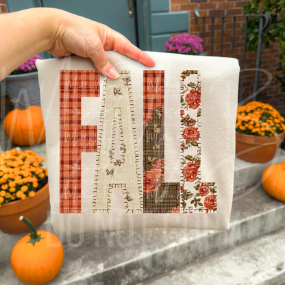 Fall Patchwork Stitch Graphic Tee or Crewneck