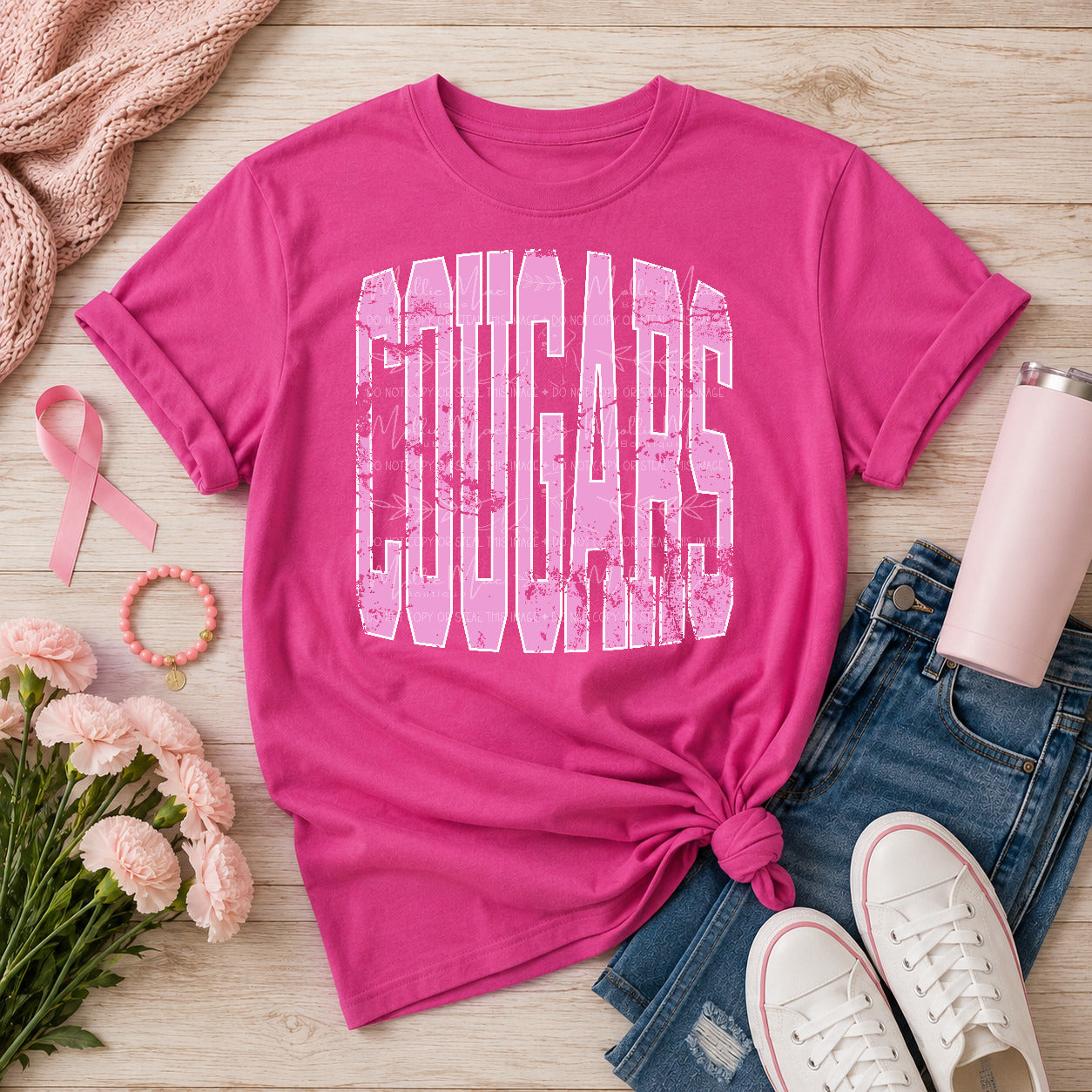 Gildan Pink Out Distressed Team Spirit Graphic Tee – Choose Your Team
