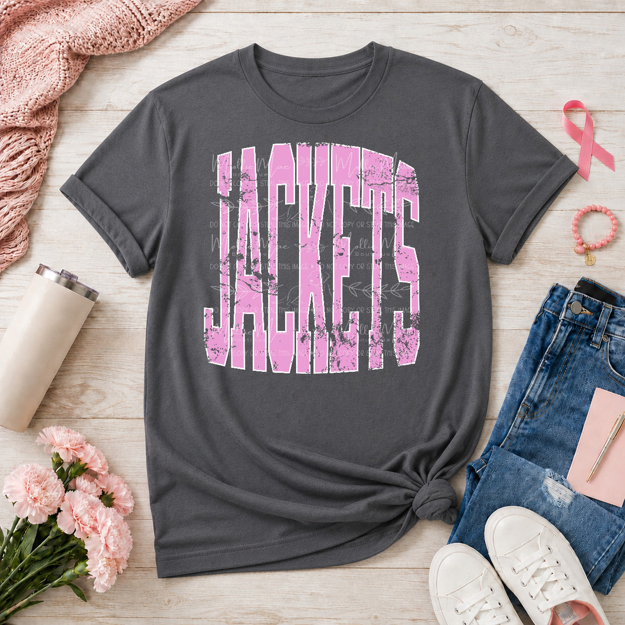 Gildan Pink Out Distressed Team Spirit Graphic Tee – Choose Your Team