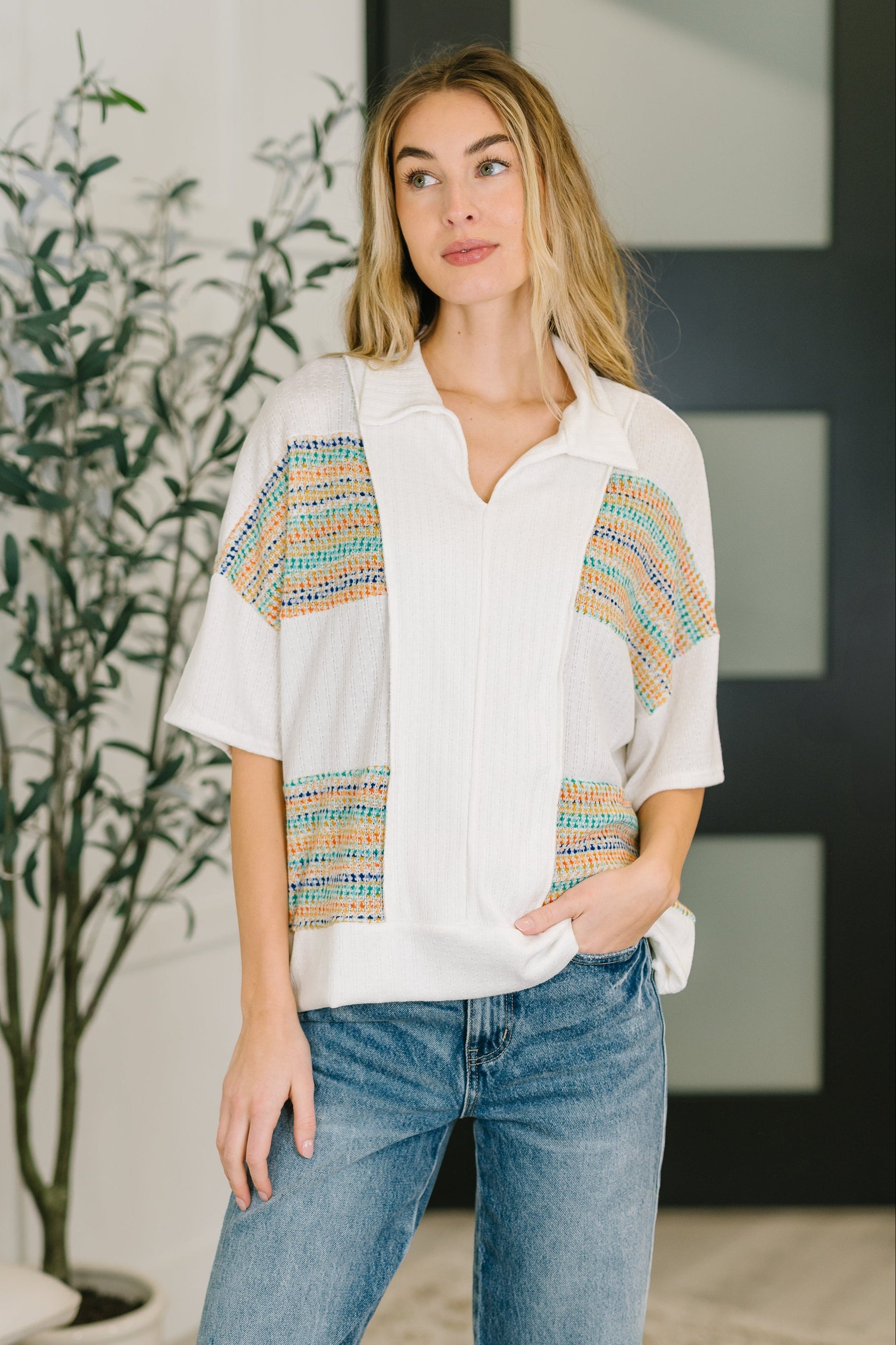 Good For Me Collared Knit Top boutique top at Mollie Mae Boutique