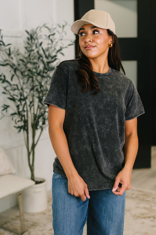 Had to Be There Mineral Wash Tee in Ash Black boutique apparel from Mollie Mae Boutique